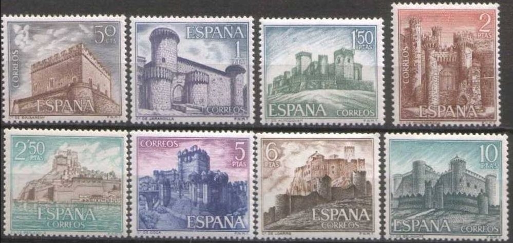 España 1967 1809/16 Sellos ** Serie Castillos de España Michel 1699/1706 Timbres Espagne Espana stamps Spain